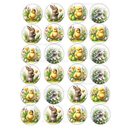 Velikonoce č.15 – jedlý papír na cupcakes | zajíček a kuřátko