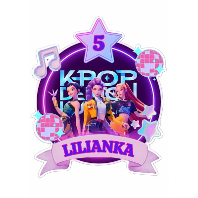 Jedlý obrázek K-POP na dort – se jménem a věkem