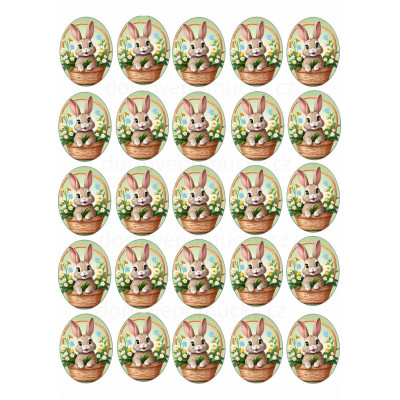 Velikonoce č.16 – jedlý papír na cupcakes | zajíček v košíku