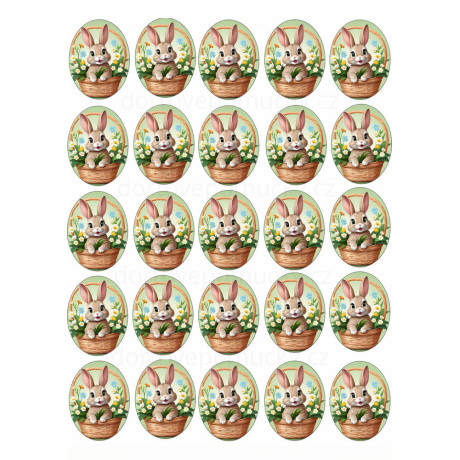 Velikonoce č.16 – jedlý papír na cupcakes | zajíček v košíku