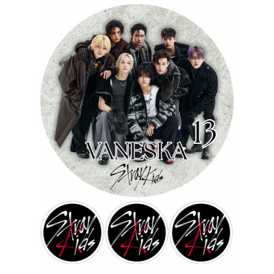 Jedlý papír Stray Kids – kulatý motiv + tři loga