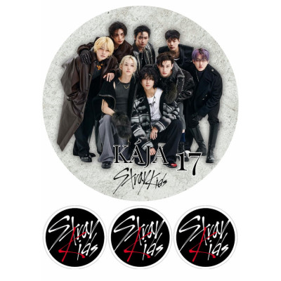 Jedlý papír Stray Kids – kulatý motiv + tři loga