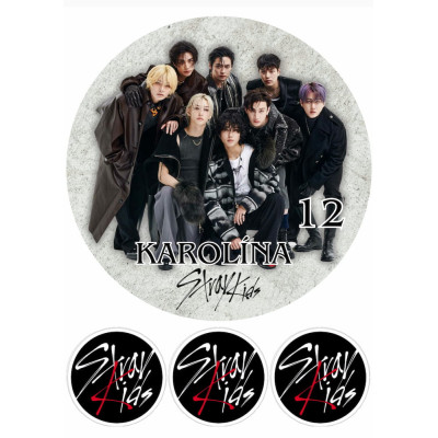 Jedlý papír Stray Kids – kulatý motiv + tři loga