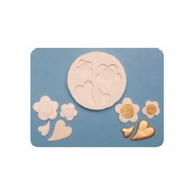 Kytičky a srdíčka  - silikonová forma