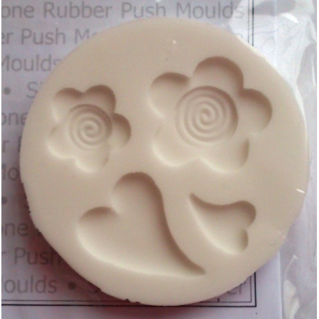 Kytičky a srdíčka  - silikonová forma